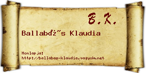 Ballabás Klaudia névjegykártya